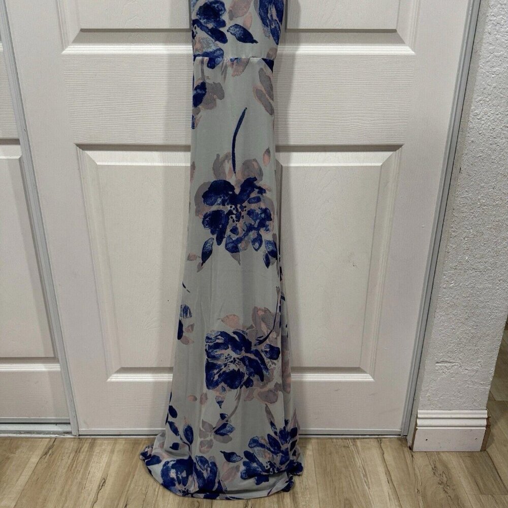 Lulus All I Need Floral Print Lace-Up Maxi Dress‎ in Grey Size Extra Small - Picture 6 of 8
